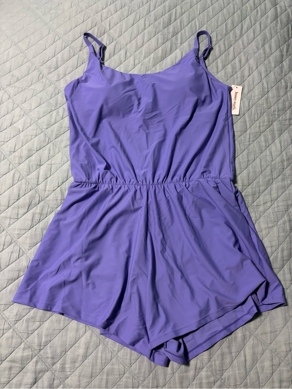 Honey Mark Rue Swim Romper Deep Lavender